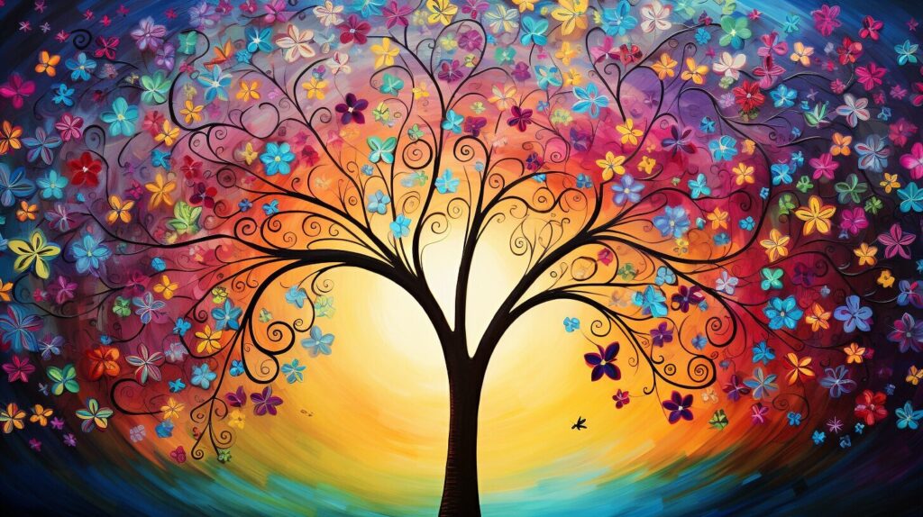 Colorful tree painting